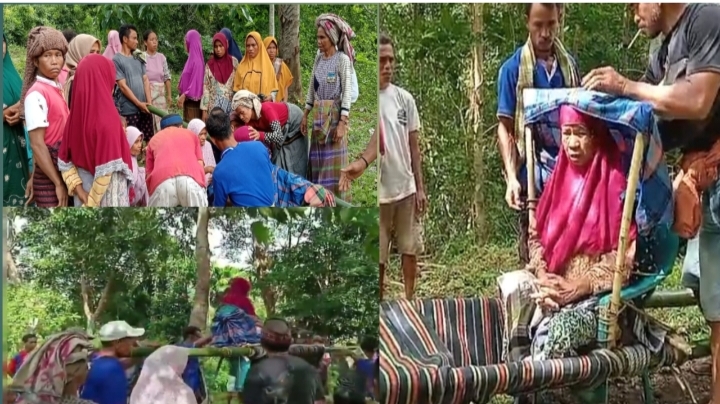 Derita Warga Pelosok Sano Nggoang Bawa Pasien ke Faskes Pakai Keranda Bambu