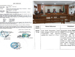 Sidang Sengketa Tanah Keranga, Antara Foto Copy Surat Penyerahan Tanah Adat dan Surat Pernyataan Asli Adanya Pembatalan