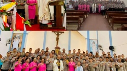 Suara Damai dari Seragam Cokelat: Polisi Nyanyikan Lagu Liturgi di Gereja Katedral Roh Kudus Labuan Bajo