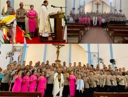 Suara Damai dari Seragam Cokelat: Polisi Nyanyikan Lagu Liturgi di Gereja Katedral Roh Kudus Labuan Bajo